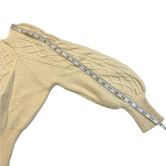 Shein Cable Knit Sweater Cropped Balloon Sleeves Ivory - Picture 6 of 6